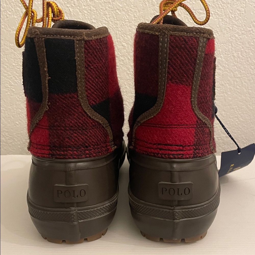 Polo Ralph Lauren Men's Claus Plaid Wool Lace-Up Duck Boots - Picture 6 of 16